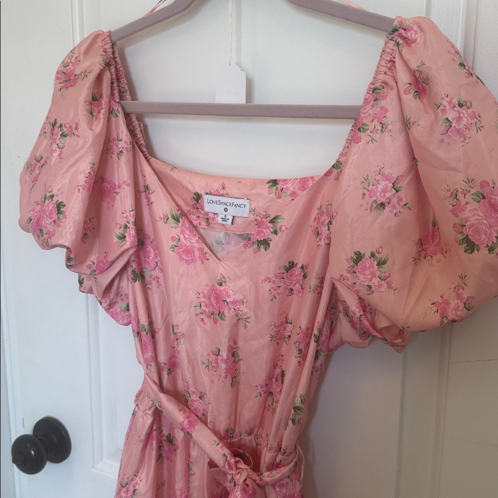 Love shack Fancy x target Pink Floral Puff-Sleeve Mini Dress 6 - Picture 3 of 9